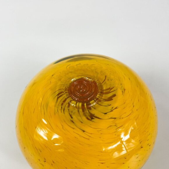 Handcrafted Yellow Glass Paperweight By Mad Art Studios With DJ Design & Colorfu - Picture 6 of 7